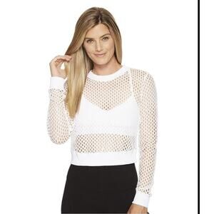 Alo Yoga Summertime Open Air Long Sleeve Top in White Size Small